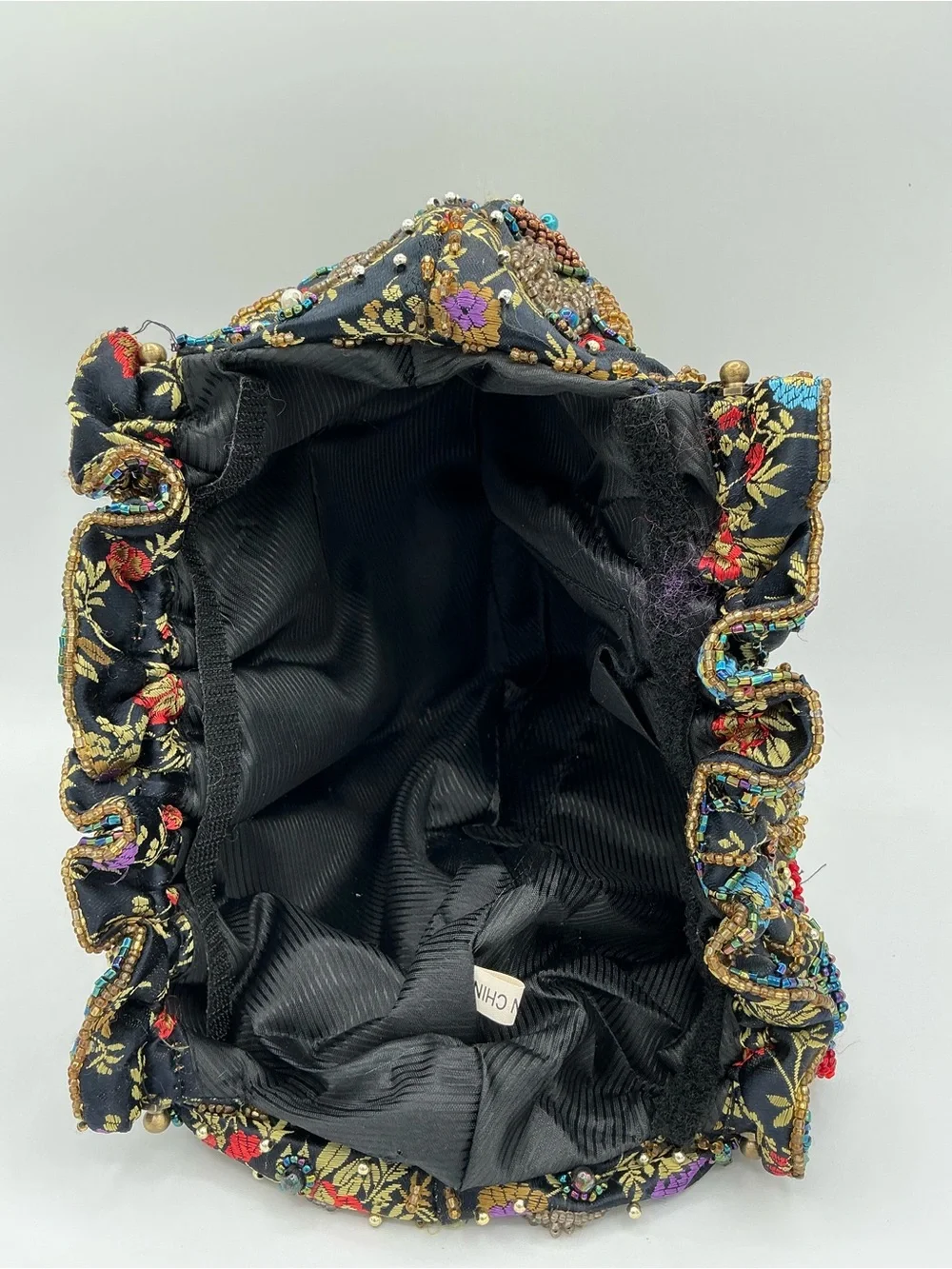 Embellished Black Beaded and sequined Clutch